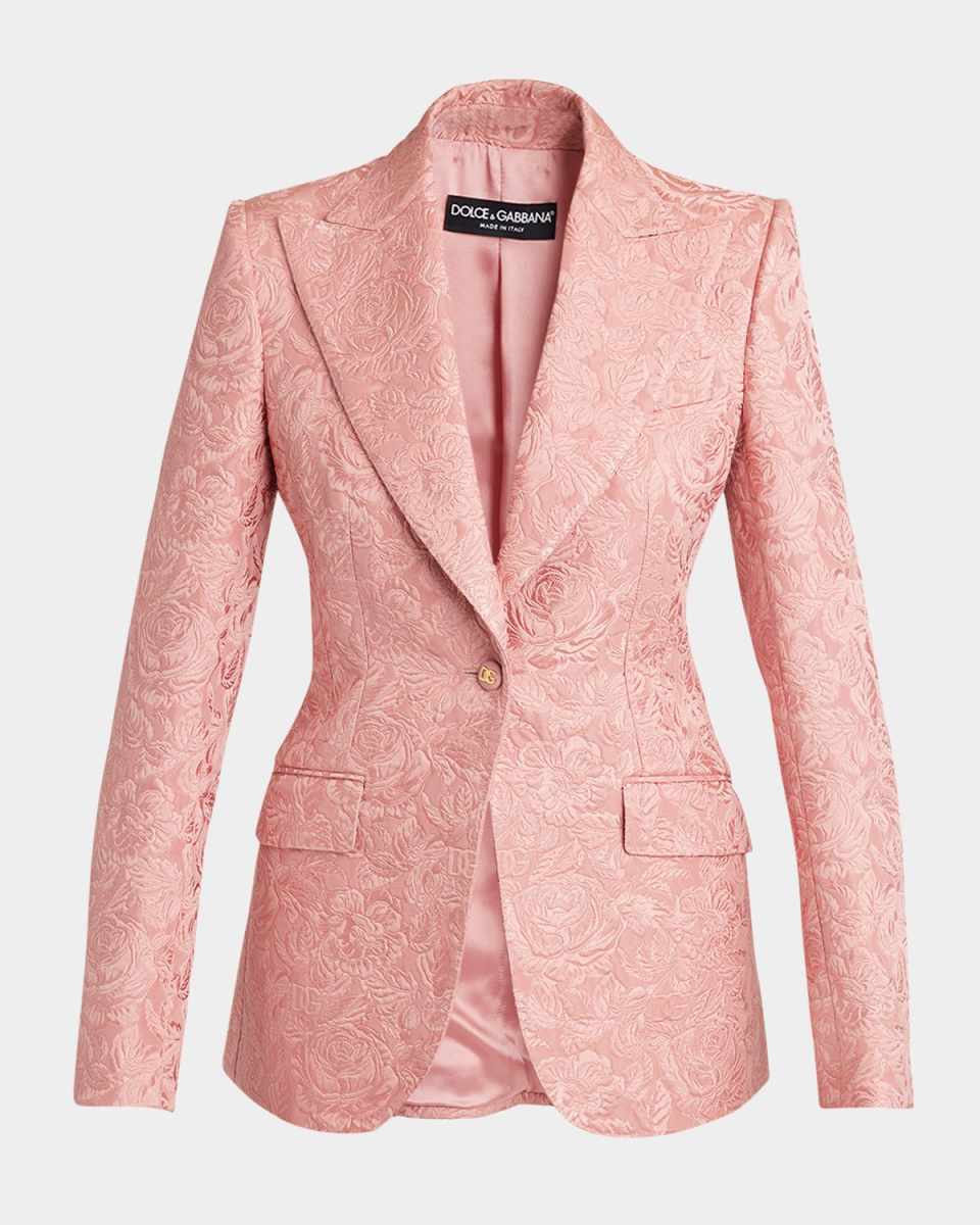 Floral Jacquard Single-Breasted Jacket